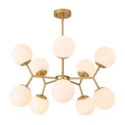 10-Light Opal Glass Globe Bubble Sputnik Branch Chandelier
