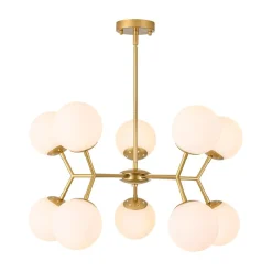 10-Light Opal Glass Globe Bubble Sputnik Branch Chandelier