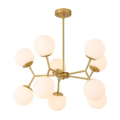 10-Light Opal Glass Globe Bubble Sputnik Branch Chandelier