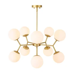 10-Light Opal Glass Globe Bubble Sputnik Branch Chandelier