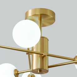 6-Light Opal Glass Globe Linear Sputnik Semi Flush
