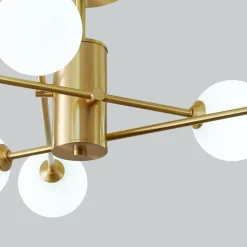 6-Light Opal Glass Globe Linear Sputnik Semi Flush