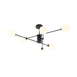 6-Light Opal Glass Globe Linear Sputnik Semi Flush