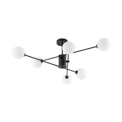 6-Light Opal Glass Globe Linear Sputnik Semi Flush