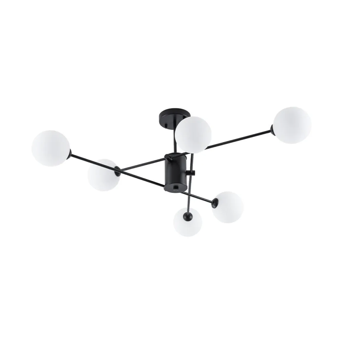 6-Light Opal Glass Globe Linear Sputnik Semi Flush