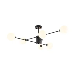 6-Light Opal Glass Globe Linear Sputnik Semi Flush