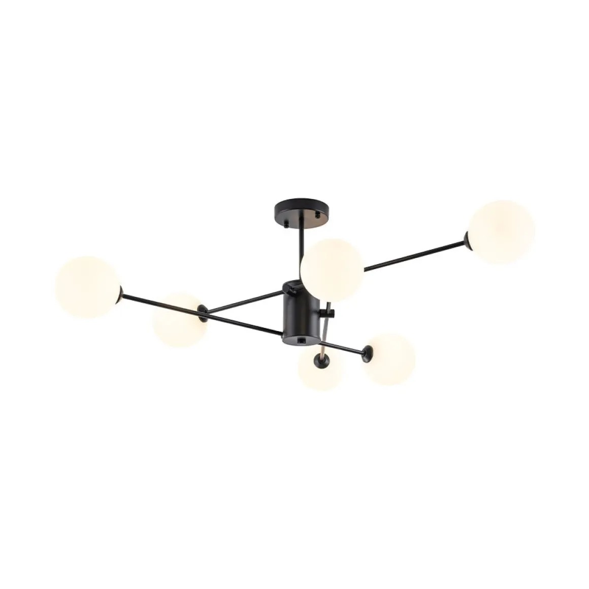 6-Light Opal Glass Globe Linear Sputnik Semi Flush