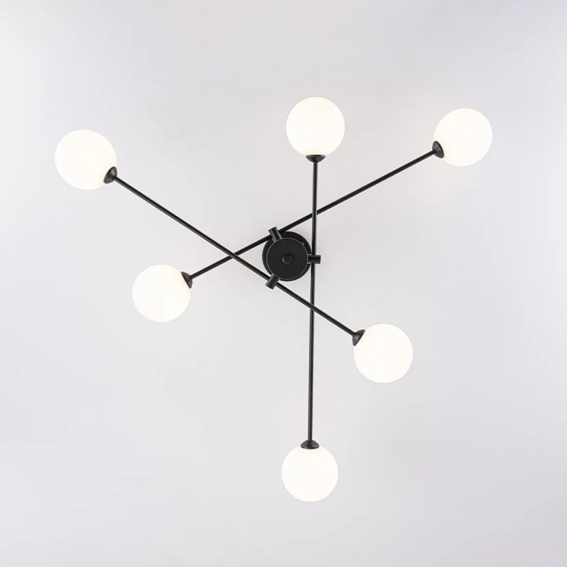 6-Light Opal Glass Globe Linear Sputnik Semi Flush