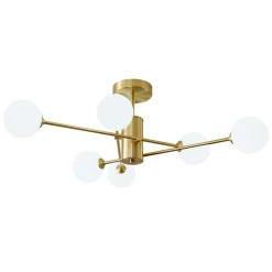 6-Light Opal Glass Globe Linear Sputnik Semi Flush