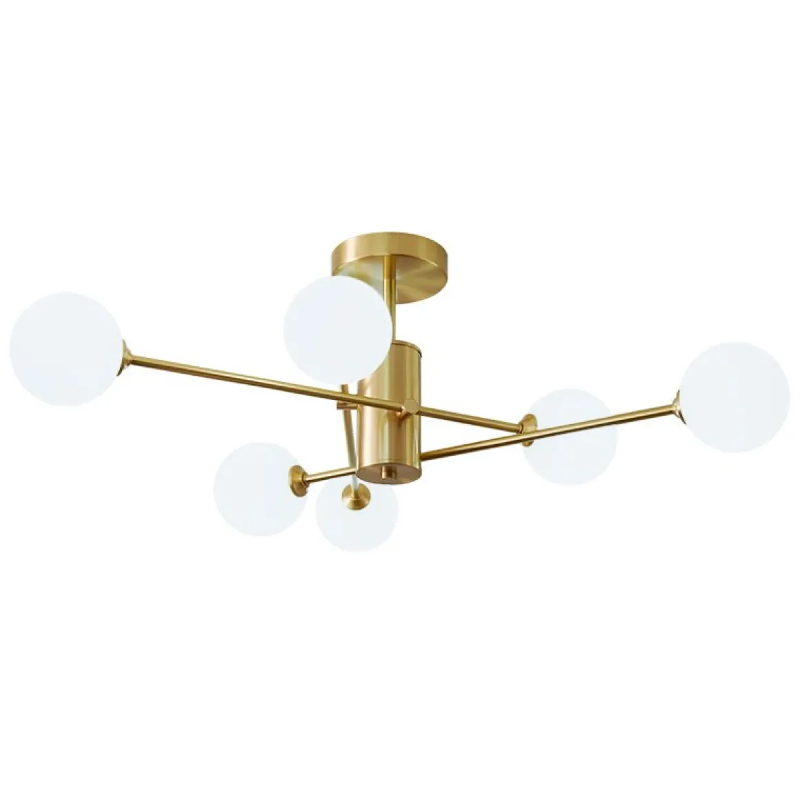 6-Light Opal Glass Globe Linear Sputnik Semi Flush