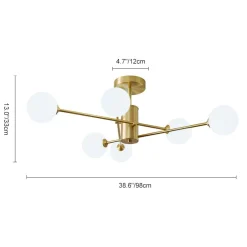 6-Light Opal Glass Globe Linear Sputnik Semi Flush