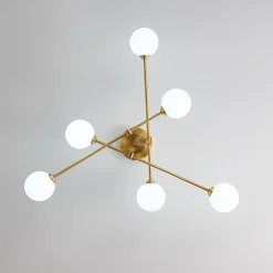 6-Light Opal Glass Globe Linear Sputnik Semi Flush