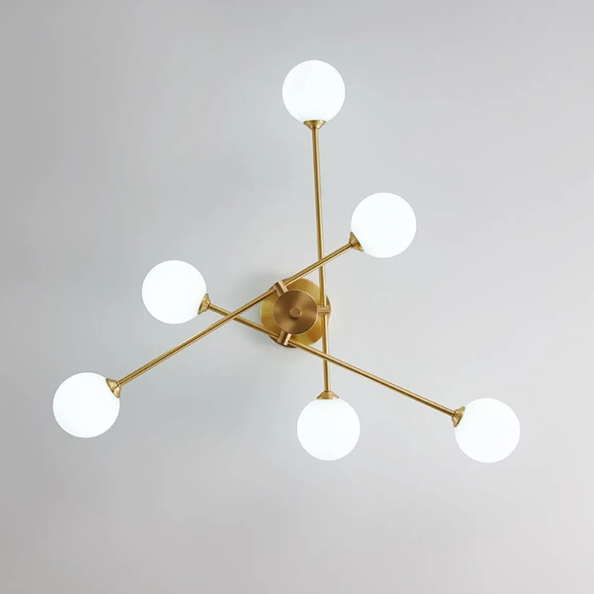 6-Light Opal Glass Globe Linear Sputnik Semi Flush