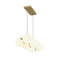 6-Light Opal Glass Globe Linear Island Chandelier