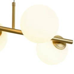 6-Light Opal Glass Globe Linear Island Chandelier