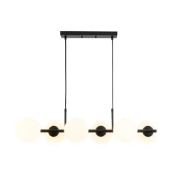 6-Light Opal Glass Globe Linear Island Chandelier