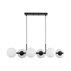 6-Light Opal Glass Globe Linear Island Chandelier