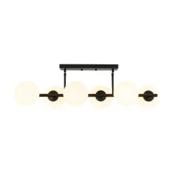 6-Light Opal Glass Globe Linear Island Chandelier