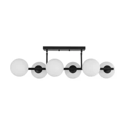 6-Light Opal Glass Globe Linear Island Chandelier