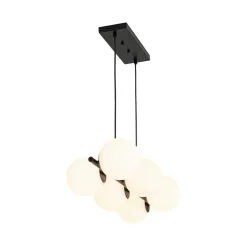 6-Light Opal Glass Globe Linear Island Chandelier