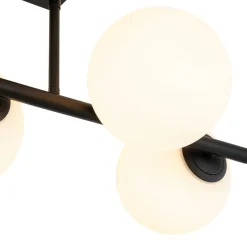 6-Light Opal Glass Globe Linear Island Chandelier
