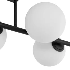 6-Light Opal Glass Globe Linear Island Chandelier