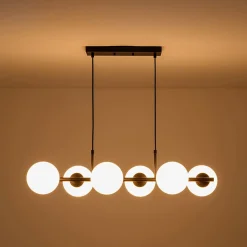 6-Light Opal Glass Globe Linear Island Chandelier
