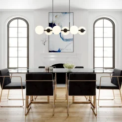 6-Light Opal Glass Globe Linear Island Chandelier