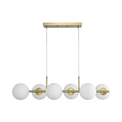 6-Light Opal Glass Globe Linear Island Chandelier