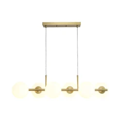 6-Light Opal Glass Globe Linear Island Chandelier