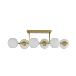 6-Light Opal Glass Globe Linear Island Chandelier