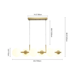 6-Light Opal Glass Globe Linear Island Chandelier