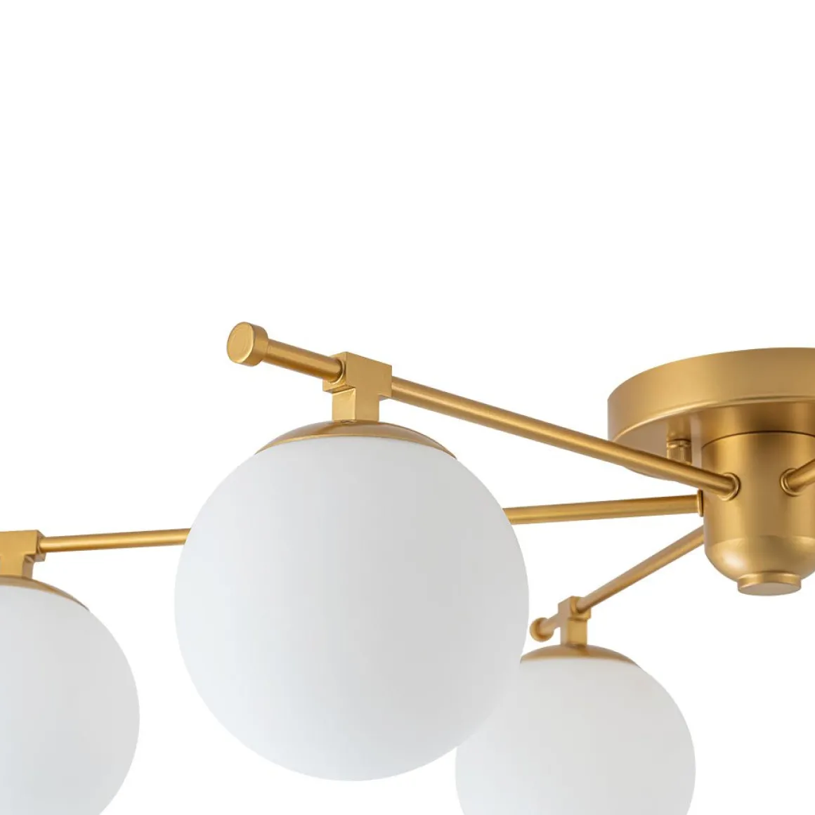 6-Light Opal Glass Globe Linear Sputnik Semi Flush Chandelier