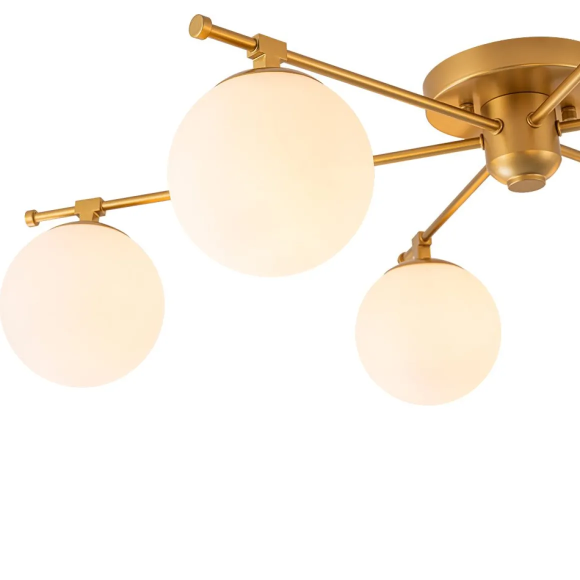 6-Light Opal Glass Globe Linear Sputnik Semi Flush Chandelier