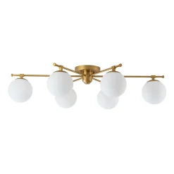 6-Light Opal Glass Globe Linear Sputnik Semi Flush Chandelier
