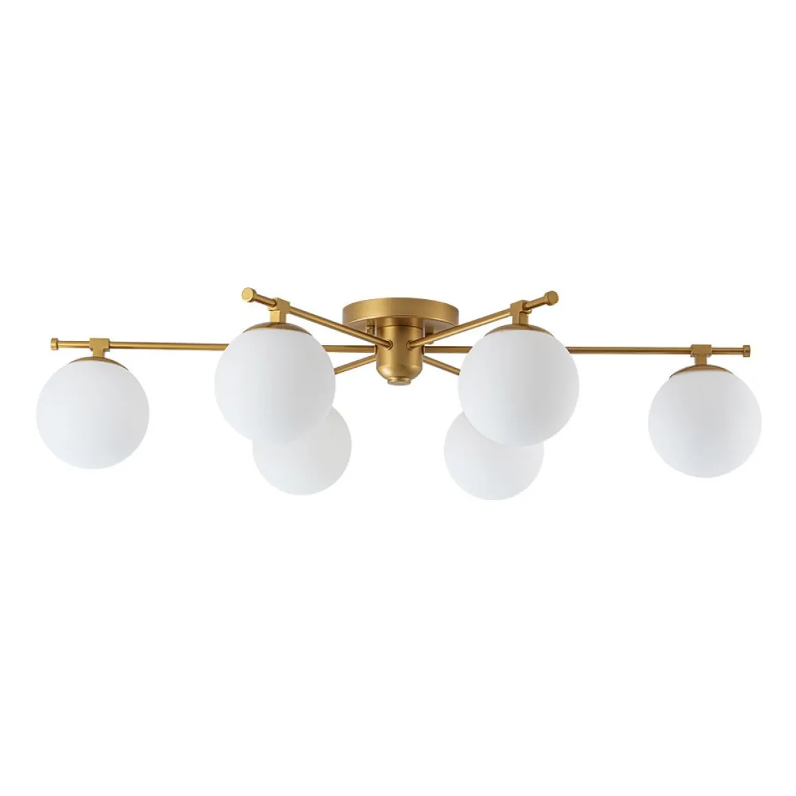 6-Light Opal Glass Globe Linear Sputnik Semi Flush Chandelier