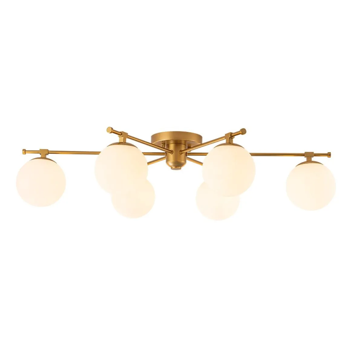 6-Light Opal Glass Globe Linear Sputnik Semi Flush Chandelier