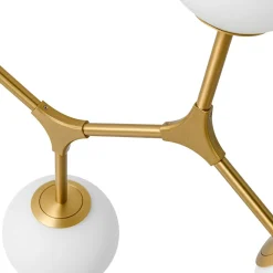 6-Light Opal Glass Globe Linear Branch Sputnik Chandelier