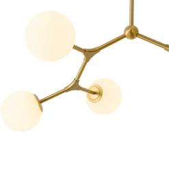 6-Light Opal Glass Globe Linear Branch Sputnik Chandelier