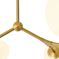 6-Light Opal Glass Globe Linear Branch Sputnik Chandelier