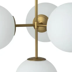 4-Light Opal Glass Globe Sputnik Semi Flush Chandelier