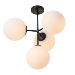 4-Light Opal Glass Globe Sputnik Semi Flush Chandelier