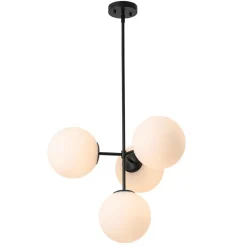 4-Light Opal Glass Globe Sputnik Semi Flush Chandelier