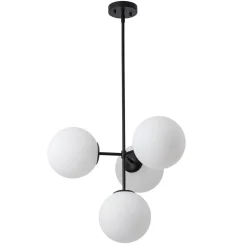 4-Light Opal Glass Globe Sputnik Semi Flush Chandelier
