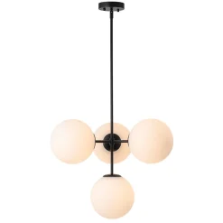 4-Light Opal Glass Globe Sputnik Semi Flush Chandelier