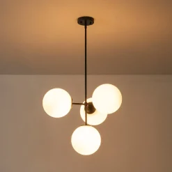 4-Light Opal Glass Globe Sputnik Semi Flush Chandelier
