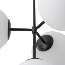 4-Light Opal Glass Globe Sputnik Semi Flush Chandelier