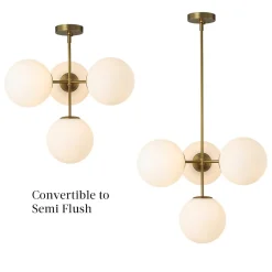 4-Light Opal Glass Globe Sputnik Semi Flush Chandelier