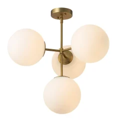 4-Light Opal Glass Globe Sputnik Semi Flush Chandelier