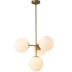 4-Light Opal Glass Globe Sputnik Semi Flush Chandelier
